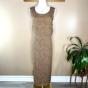 Women's Vintage Animal Print Sleeveless Maxi Dress Size 16W Neutral Casual